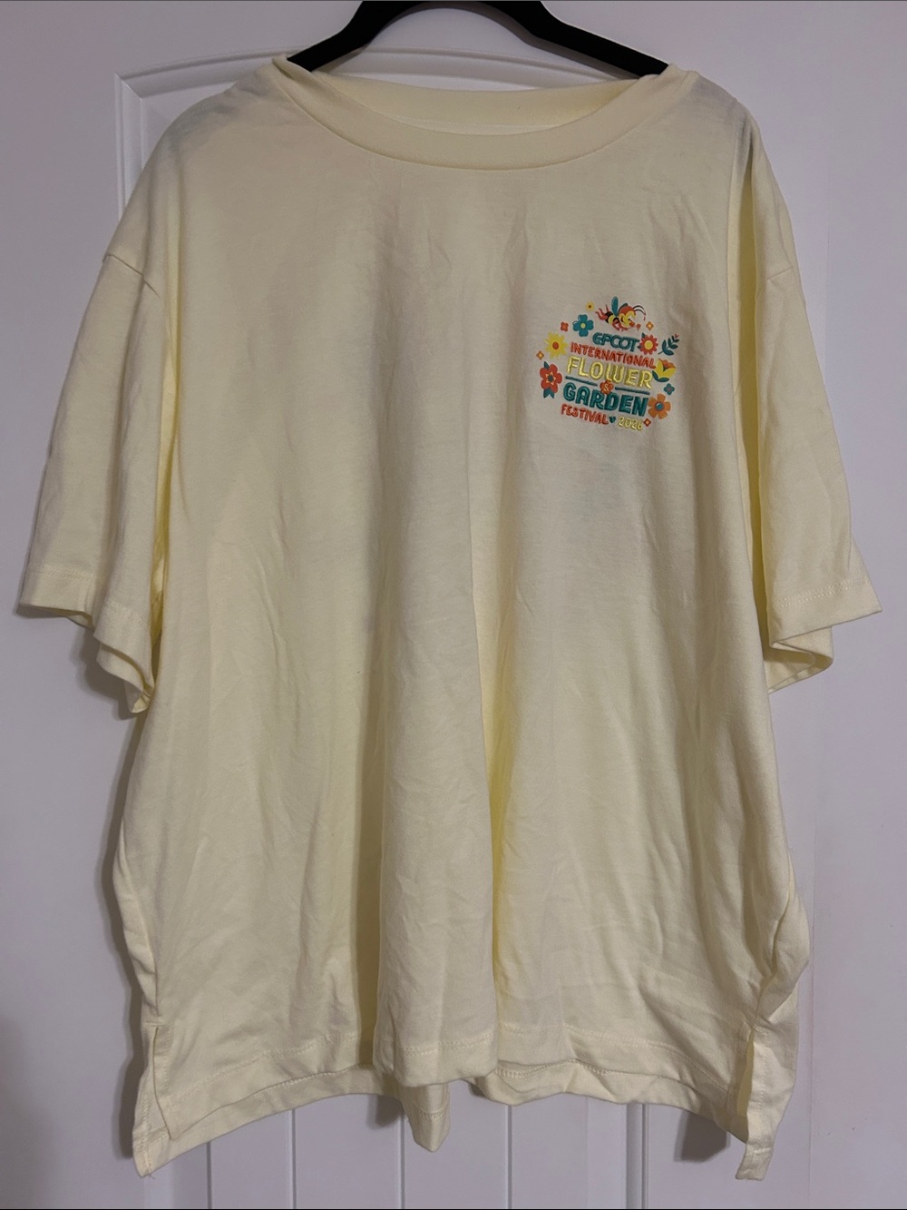 Disney Pale Yellow Short Sleeve Flower Garden Tee